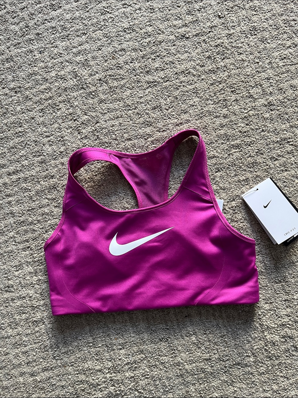 Nike Magenta Racerback Dri-FIT Sports Bra with White Swoosh